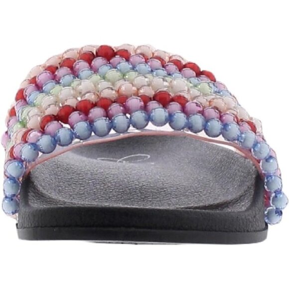 Jessica Simpson Womens Saycie Pool Slide Beaded Sandal Clear/Rainbow/TPU Size 8M - Picture 3 of 5